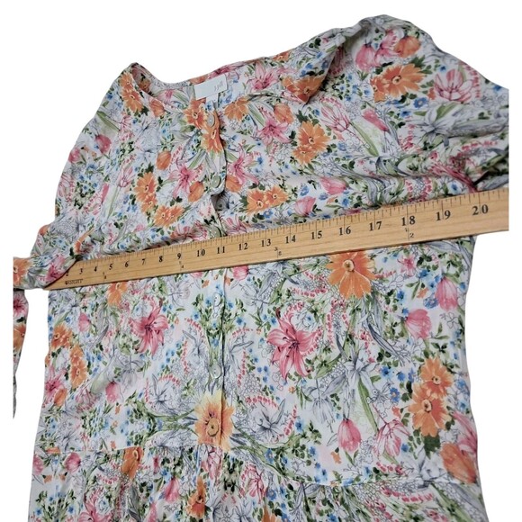 J. Jill Top Women's Small White Floral Peplum Mother Of Pearl‎ Buttons Rayon - Picture 11 of 12